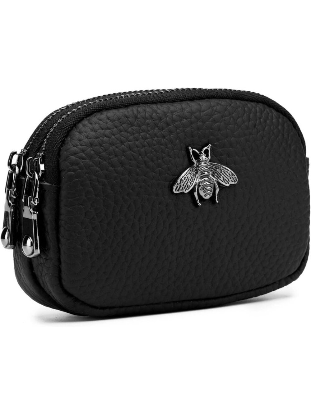 Stylish Black Leather Coin Purse | Small Zippered Wallet for Women